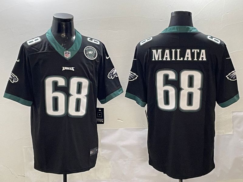 Men Philadelphia Eagles #68 Mailata Black Second generations 2025 Nike Vapor Limited NFL Jersey style 4